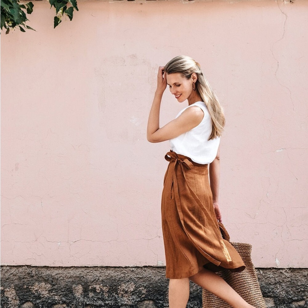 A-Line Wrap Midi Skirt